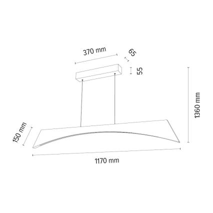 LED Żyrandol ściemnialny na lince ZIAD LED/14W/230V dąb