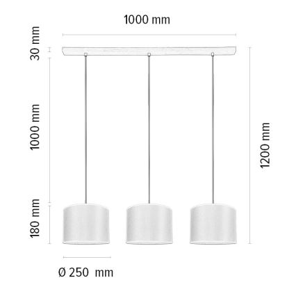 Żyrandol na lince BENITA 3xE27/40W/230V biały/dąb – certyfikat FSC