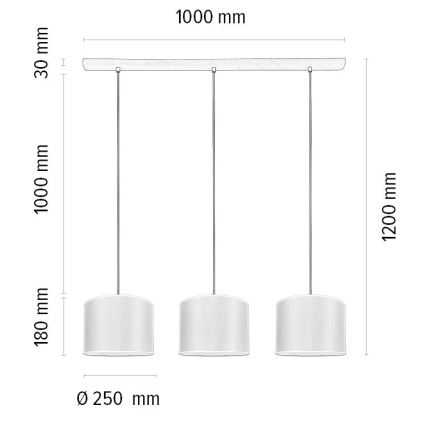 Żyrandol na lince BENITA 3xE27/40W/230V kremowy/dąb – certyfikat FSC