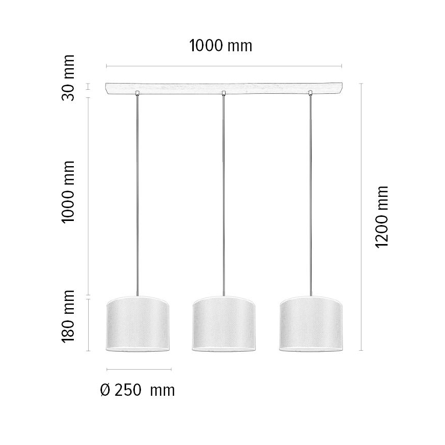 Żyrandol na lince BENITA 3xE27/40W/230V kremowy/dąb – certyfikat FSC