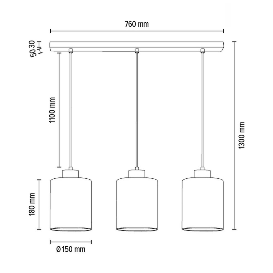 Lampa wisząca na linkach ZEFIR 3xE27/60W/230V dąb