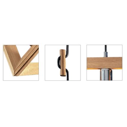 Lampa wisząca na lince TRIGONON 1xE27/60W/230V matowy dąb