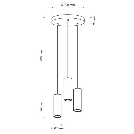 LED Żyrandol na lince PIPE 3xGU10/5W/230V matowy dąb - certyfikat FSC