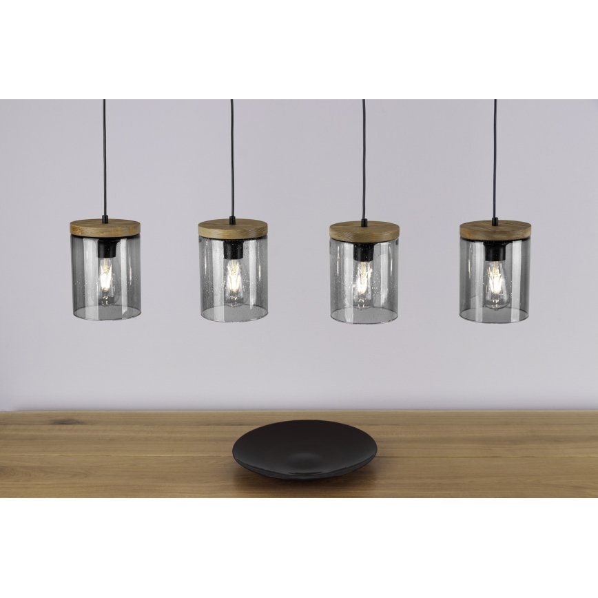 Żyrandol na lince MONSUN 1xE27/60W/230V sosna - certyfikat FSC