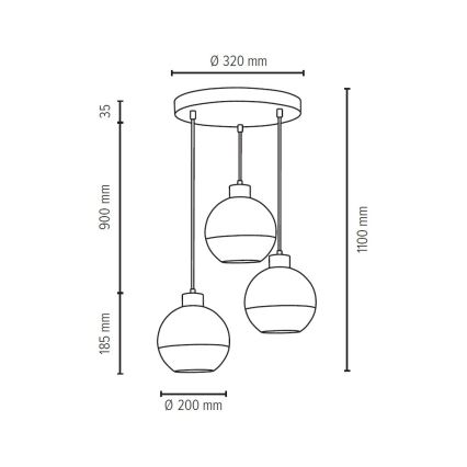 Lampa wisząca na linkach FRESH 3xE27/60W/230V