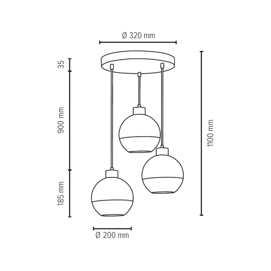 Lampa wisząca na linkach FRESH 3xE27/60W/230V