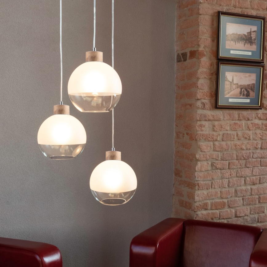 Żyrandol na lince LINEA 3xE27/60W/230V dąb