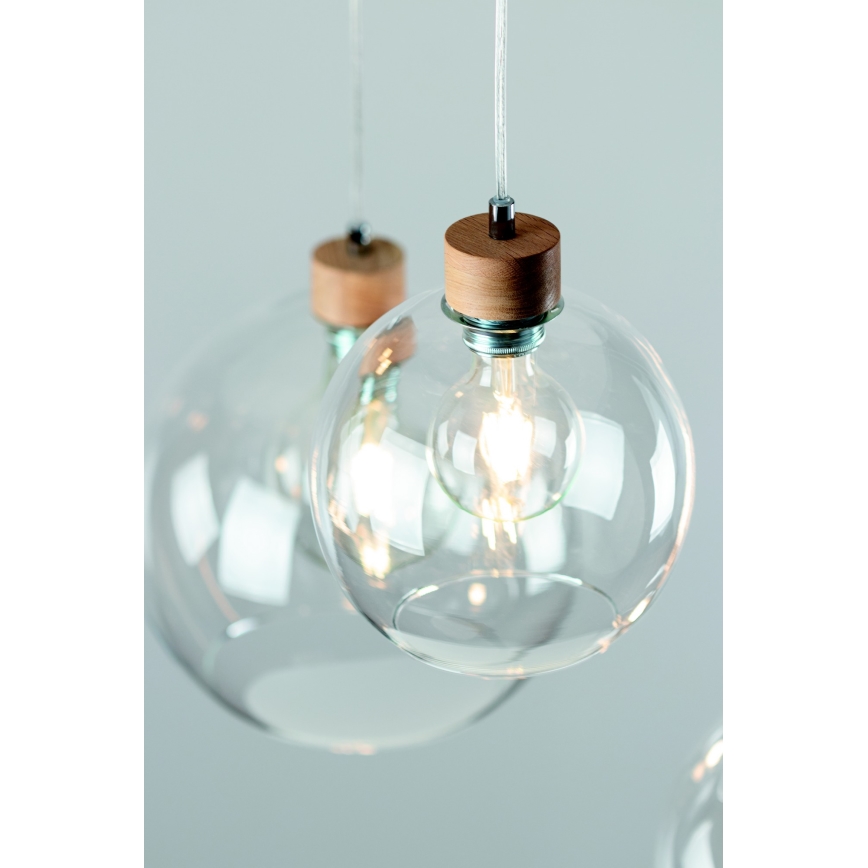 Lampa wisząca na linku LAGUNA 1xE27/60W/230V dąb