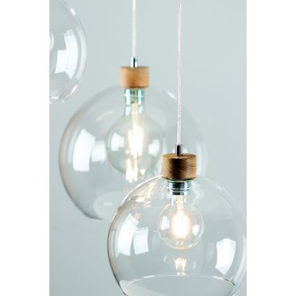 Lampa wisząca na linku LAGUNA 1xE27/60W/230V dąb