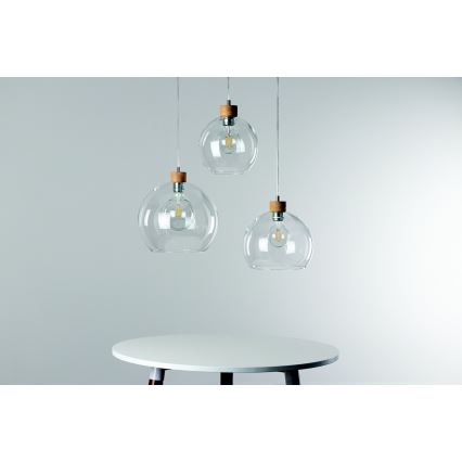 Lampa wisząca na linku LAGUNA 1xE27/60W/230V dąb