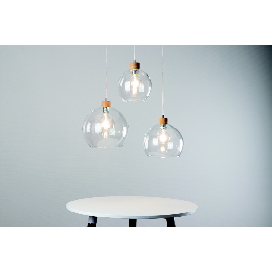 Lampa wisząca na linku LAGUNA 1xE27/60W/230V dąb