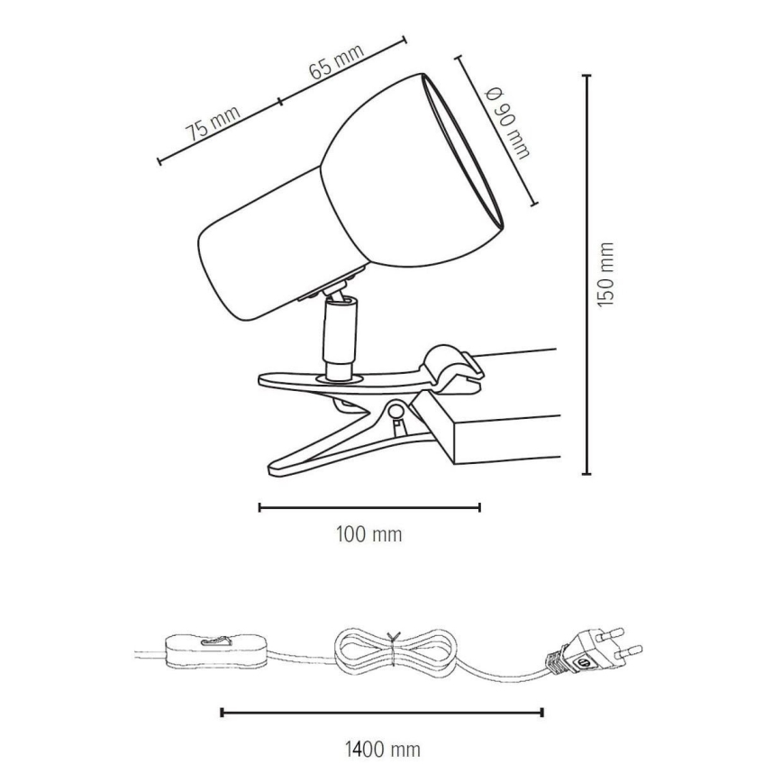 Lampa z klipsem SVENDA 1xE27/60W/230V brzoza
