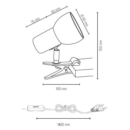 Lampa z klipsem SVENDA 1xE27/60W/230V dąb - certyfikat FSC