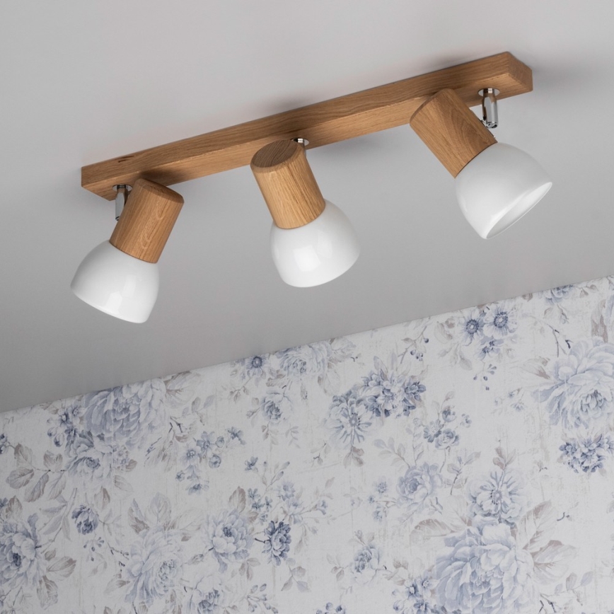 Oprawa punktowa SVENDA 3xE27/60W/230V dąb/biały