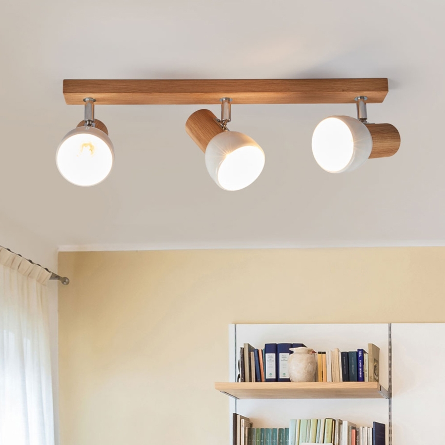 Oprawa punktowa SVENDA 3xE27/60W/230V dąb/biały