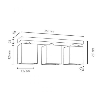 Plafon GREAT 3xE27/25W/230V beton - certyfikat FSC