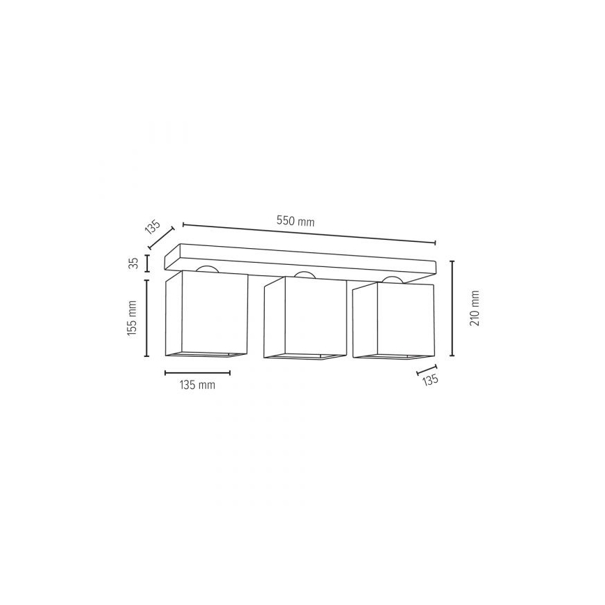 Plafon GREAT 3xE27/25W/230V beton - certyfikat FSC