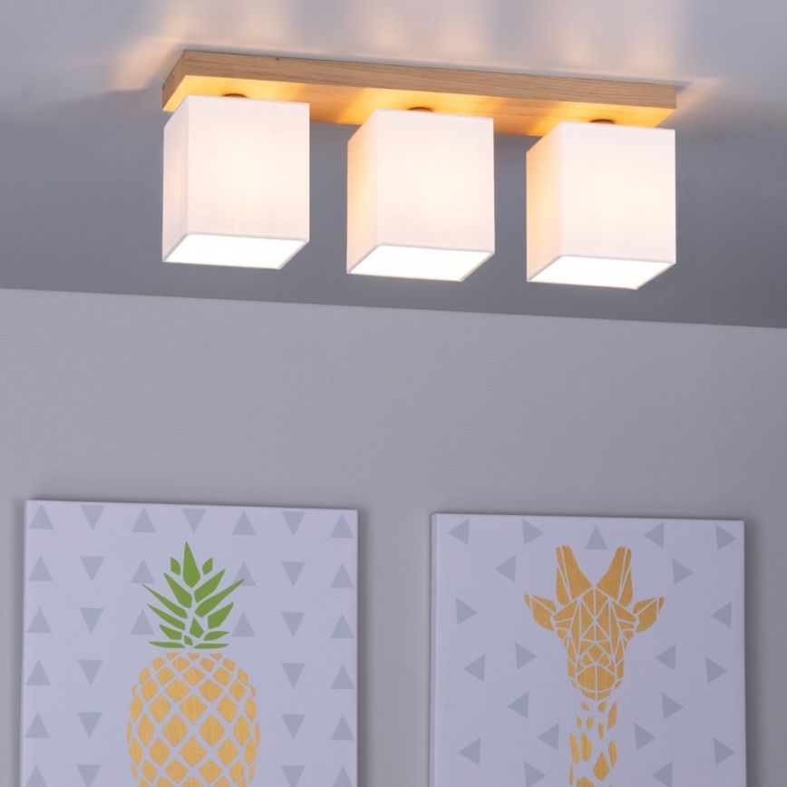 Lampa sufitowa INGER 3xE27/25W/230V dąb