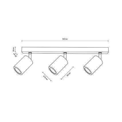 LED Reflektor sufitowy MATTI 3xGU10/5W/230V dąb