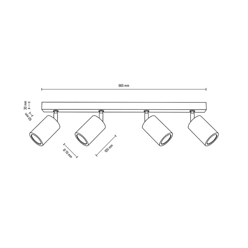 LED Lampa sufitowa punktowa MATTI 4xGU10/5W/230V dąb