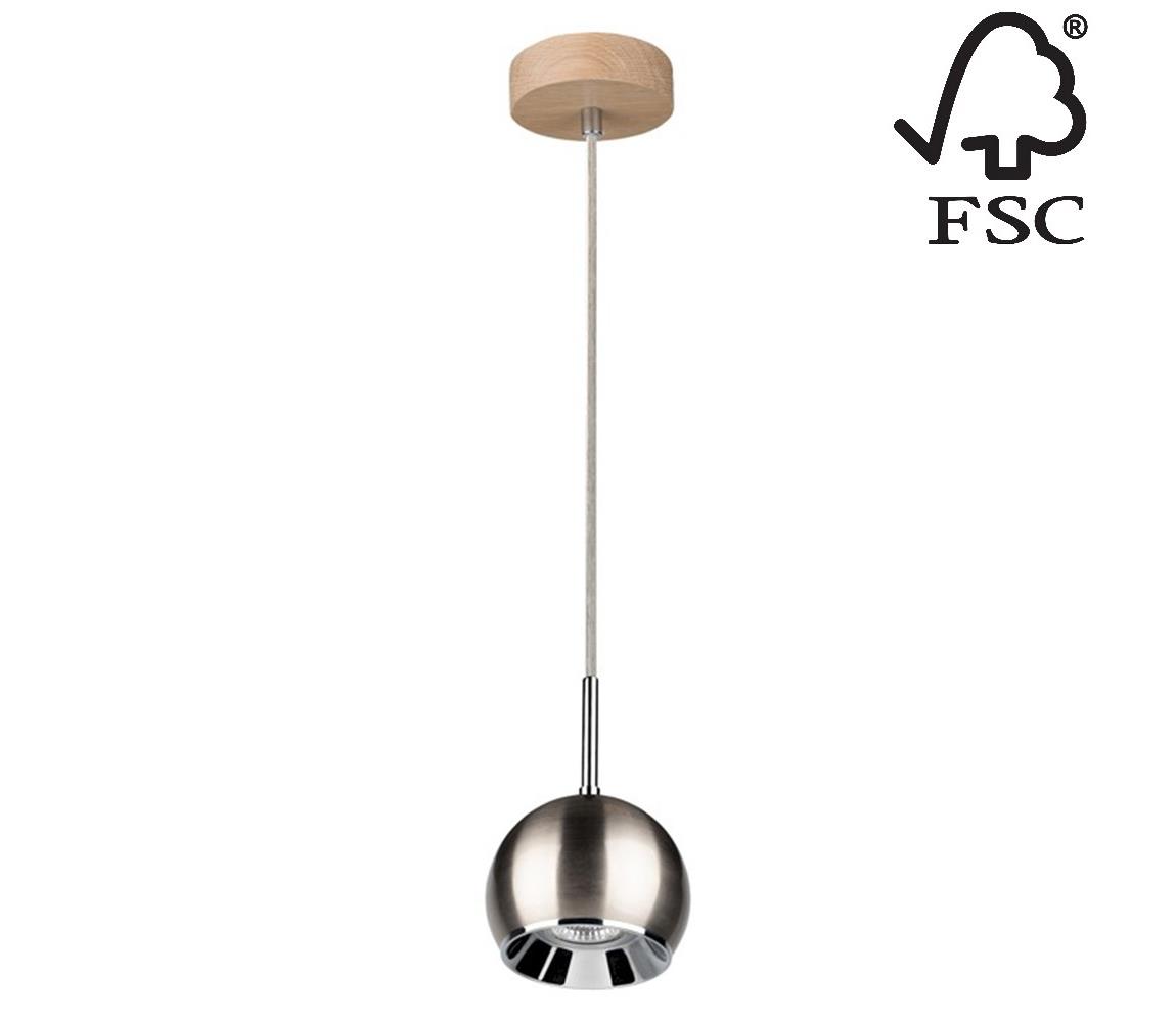 5141174 - LED Żyrandol na lince BALL WOOD 1xGU10/5W/230V dąb matowy