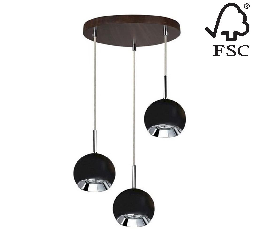 5143376R - LED Żyrandol na lince BALL WOOD 3xGU10/5W/230V