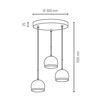 LED Żyrandol na lince BALL WOOD 3xGU10/5W/230V buk - certyfikat FSC