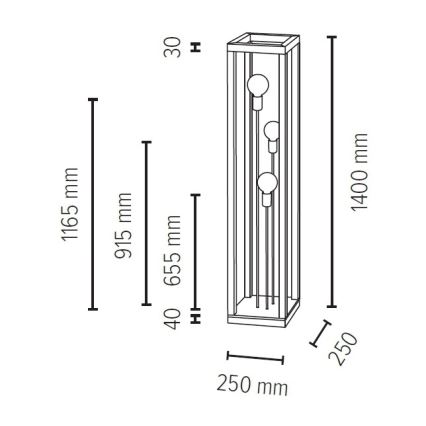 Lampa stojąca KAGO 3xE27/60W/230V matowy dąb