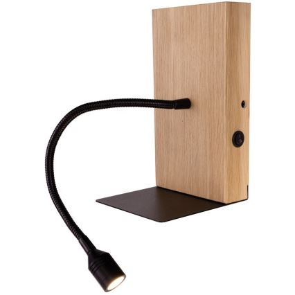 LED Kinkiet LECTOR LED/2,5W/230V USB dąb