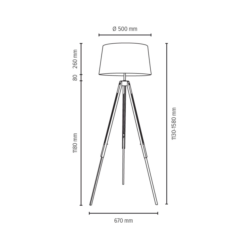 Lampa podłogowa TRIPOD 1xE27/60W/230V buk