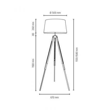 Lampa stojąca TRIPOD 1xE27/60W/230V buk