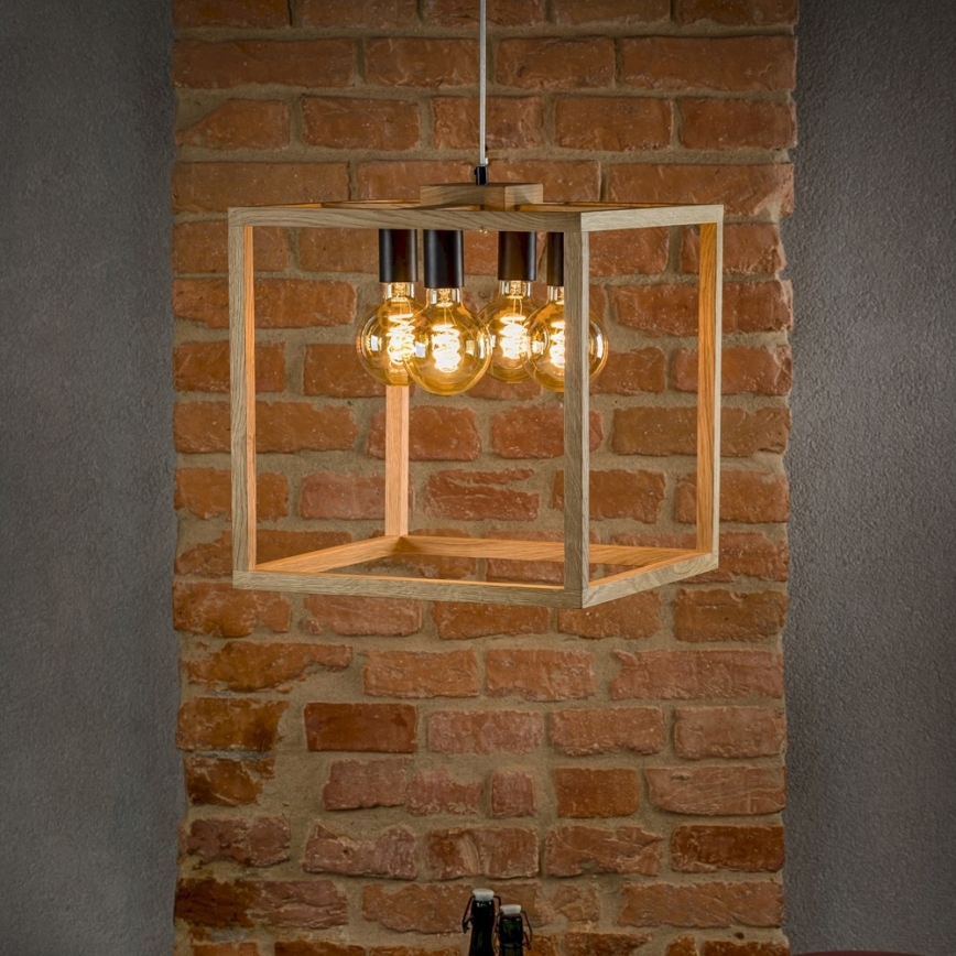 Żyrandol na lince KAGO 4xE27/60W/230V dąb