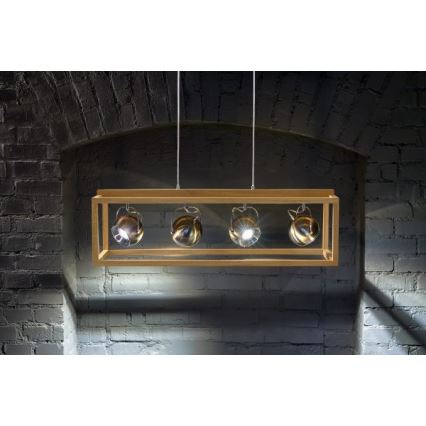 LED Żyrandol na lince ROY 4xGU10/5W/230V dąb matowy