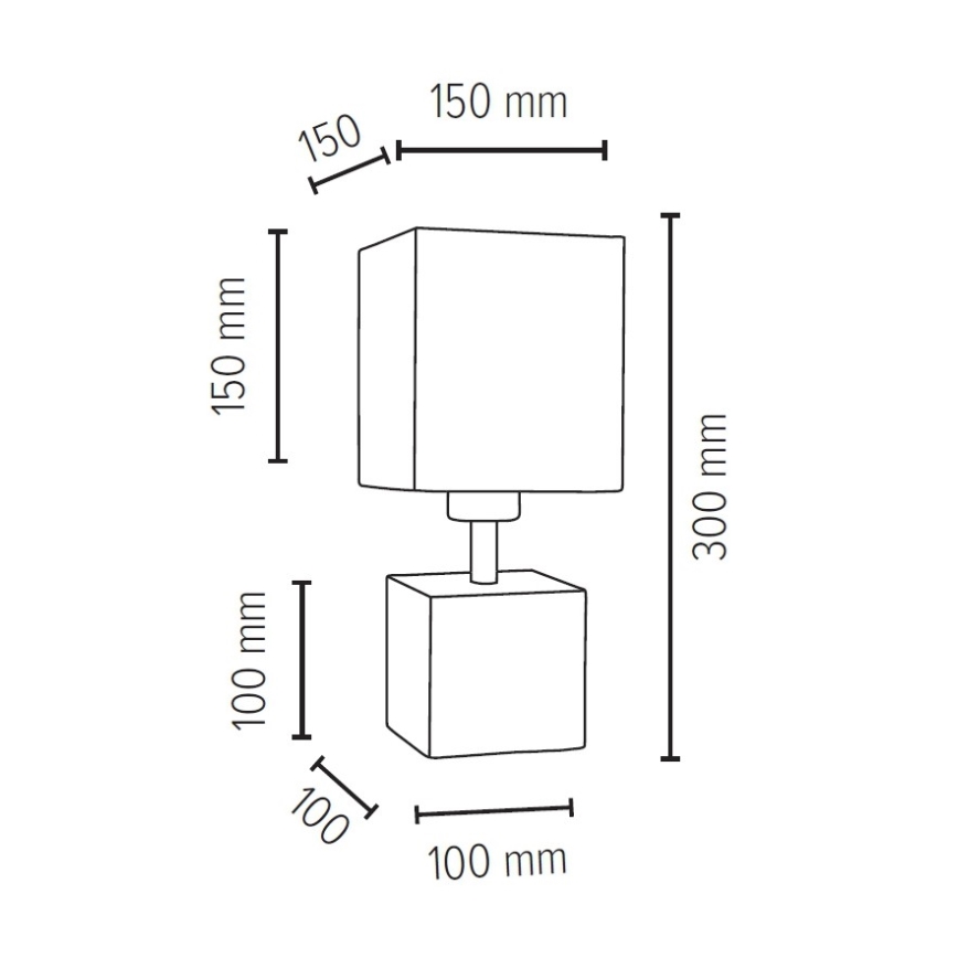 Lampa stołowa STRONG SQUARE 1xE27/25W/230V beton - certyfikat FSC