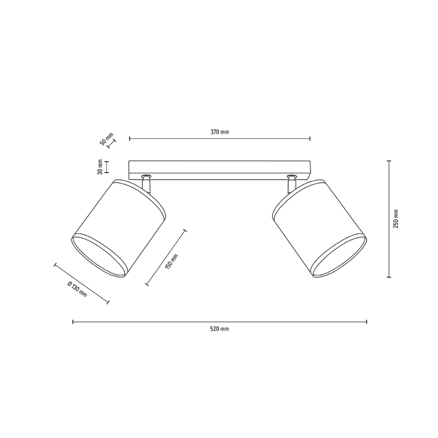 Lampa sufitowa punktowa BOHO 2xE27/25W/230V dąb