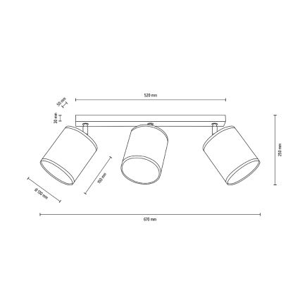 Lampa sufitowa punktowa BOHO 3xE27/25W/230V dąb