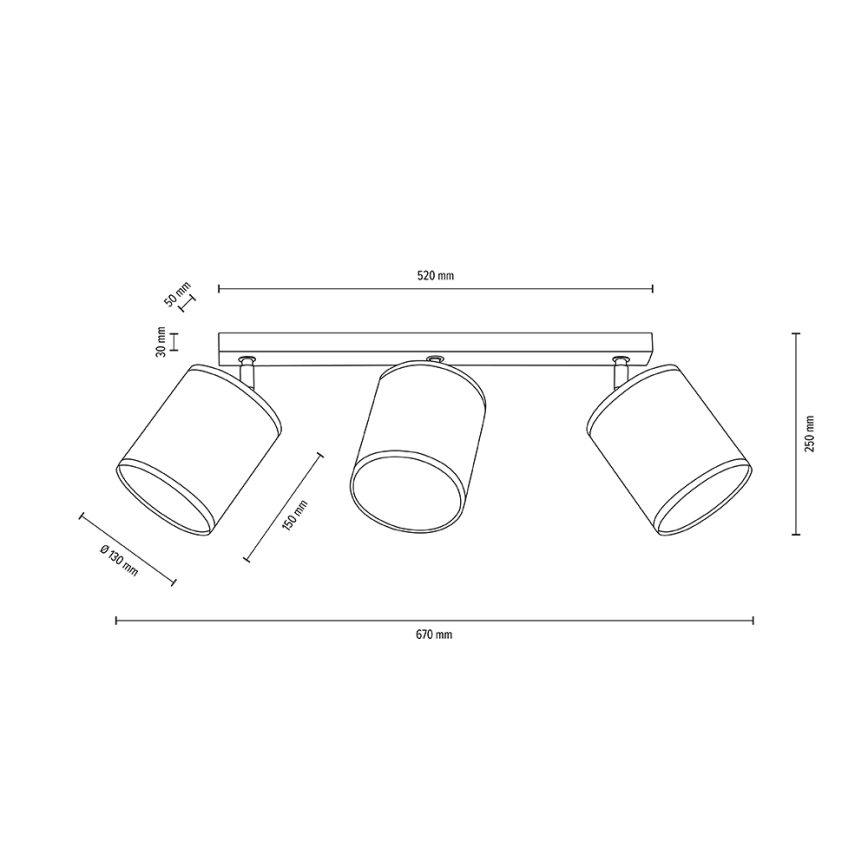 Lampa sufitowa punktowa BOHO 3xE27/25W/230V dąb