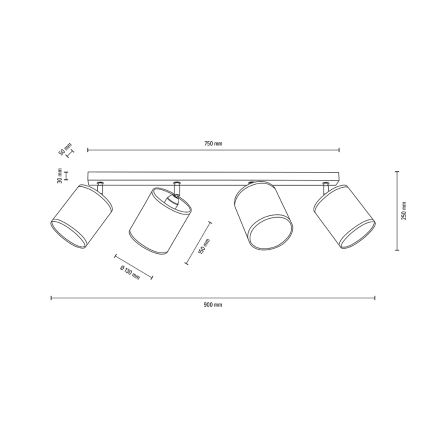 Lampa sufitowa punktowa BOHO 4xE27/25W/230V dąb