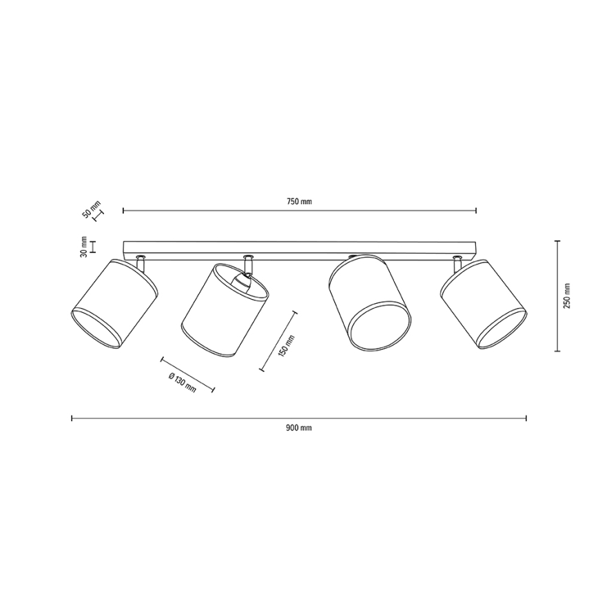 Lampa sufitowa punktowa BOHO 4xE27/25W/230V dąb