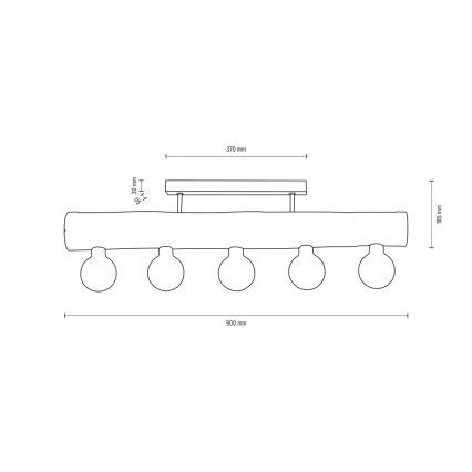 Surface-mounted żyrandol TRABO 5xE27/60W/230V sosna - certyfikat FSC