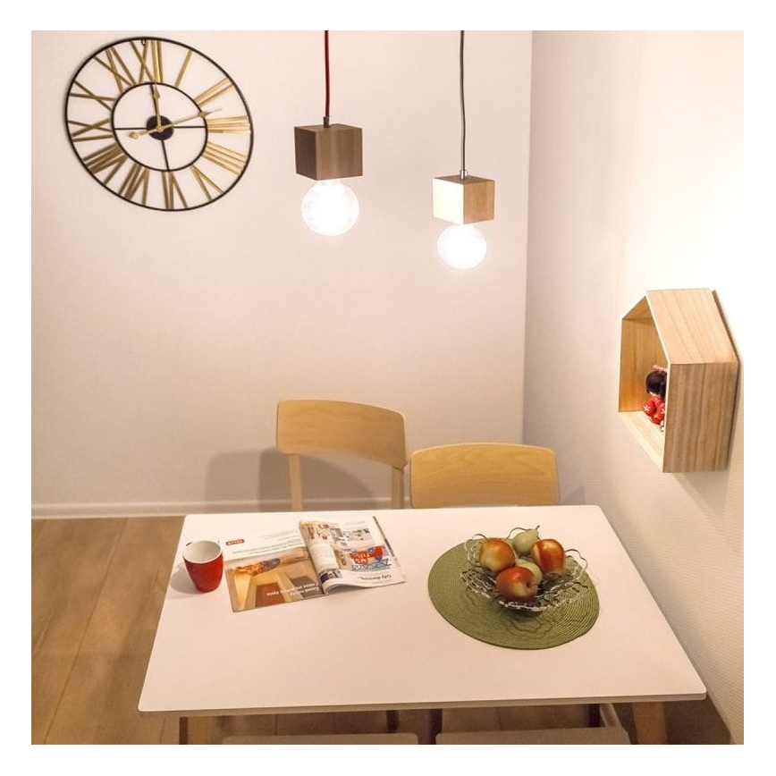 Żyrandol na lince TRONGO 1xE27/60W/230V dąb - certyfikat FSC