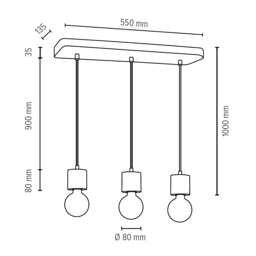 Lampa wisząca na linkach STRONG 3xE27/60W/230V beton