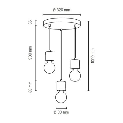 Lampa wisząca na linkach STRONG 3xE27/60W/230V beton