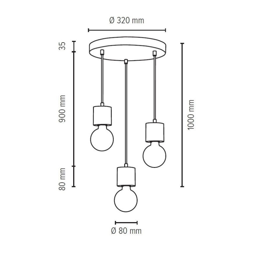 Lampa wisząca na linkach STRONG 3xE27/60W/230V beton