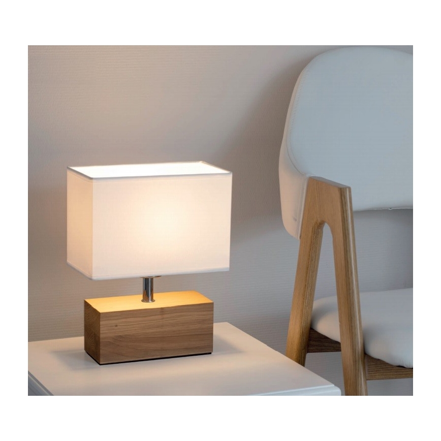 Lampa stołowa THEO 1xE27/25W/230V dąb - certyfikat FSC