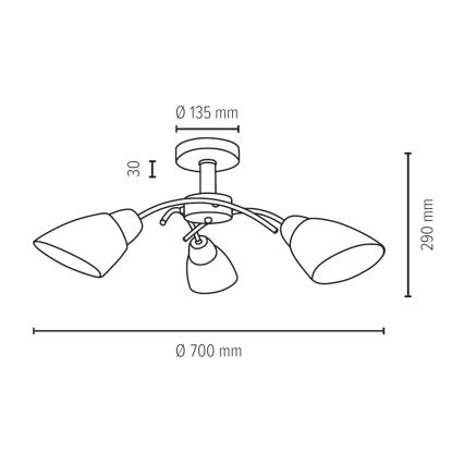 Żyrandol natynkowy VILETTA 3xE27/60W/230V dąb