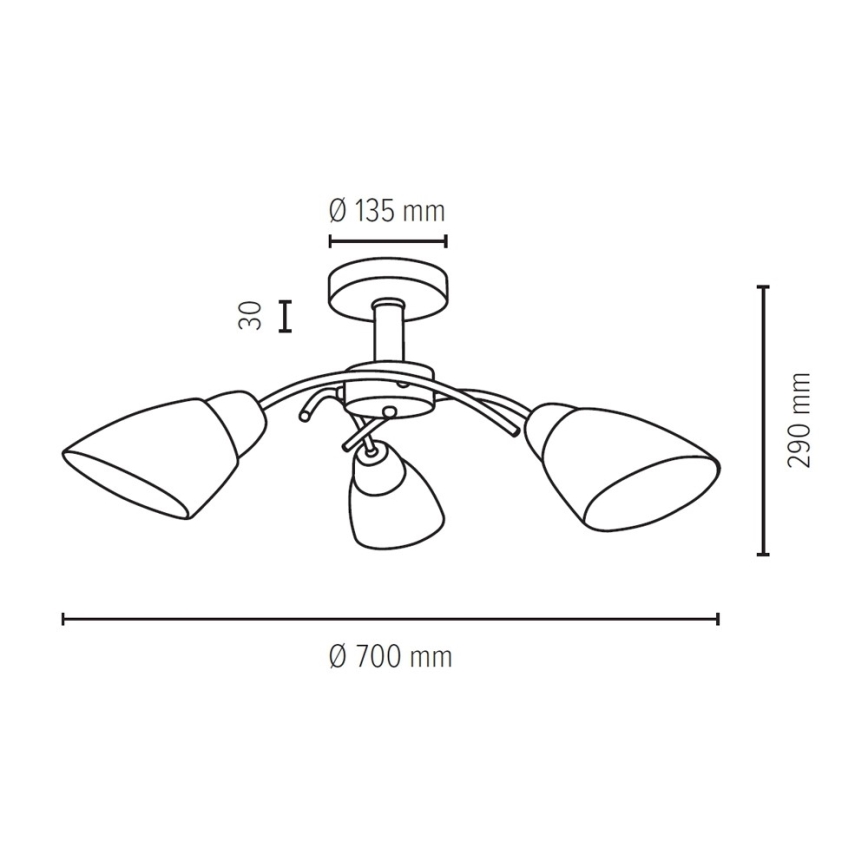 Żyrandol natynkowy VILETTA 3xE27/60W/230V dąb
