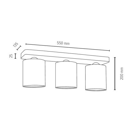 Plafon JENTA 3xE27/25W/230V dąb - certyfikat FSC