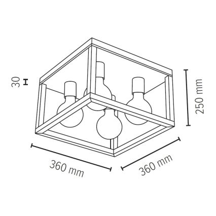 Lampa sufitowa KAGO 4xE27/60W/230V matowy dąb