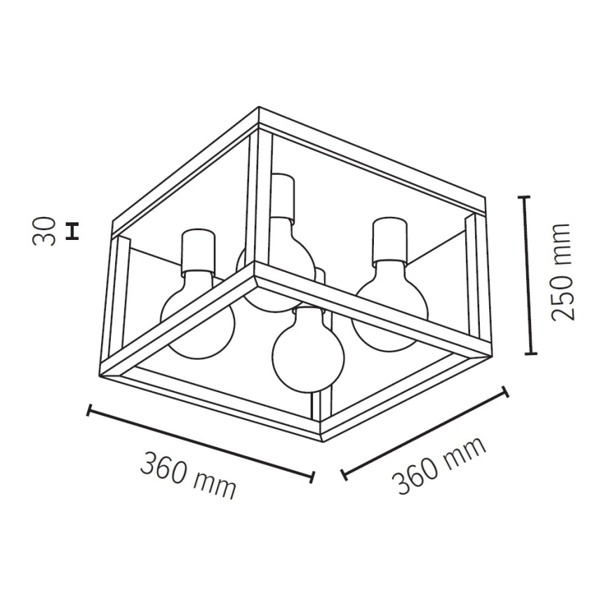 Lampa sufitowa KAGO 4xE27/60W/230V matowy dąb